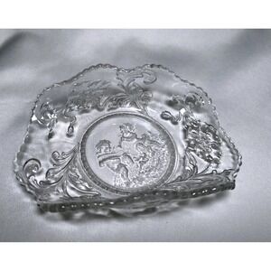 Vintage Mid-Century Pressed Glass Relish Tray Starburst Divided Cottagecore